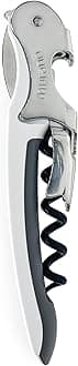 Soft-Touch Murano Two-Step Waiter Corkscrew with Nonstick Spiral (White)
