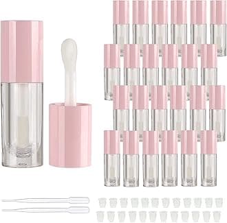 COSIDEA 14pcs Empty 6ml big doe foot wand Chunky lip gloss tubes for DIY lipgloss,Pink round lipgloss containers tubes with thick wand, Pink, 14 Count (Pack of 1)
