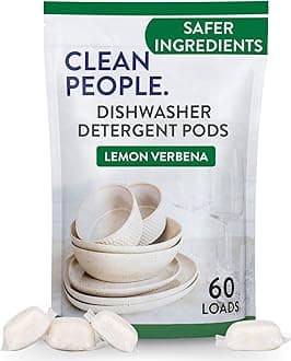 Dishwasher Pods - Cuts Grease & Rinses Sparkling Clean - Residue-Free - Phosphate Free Dishwashing Pods (60 Count, Lemon Verbena)