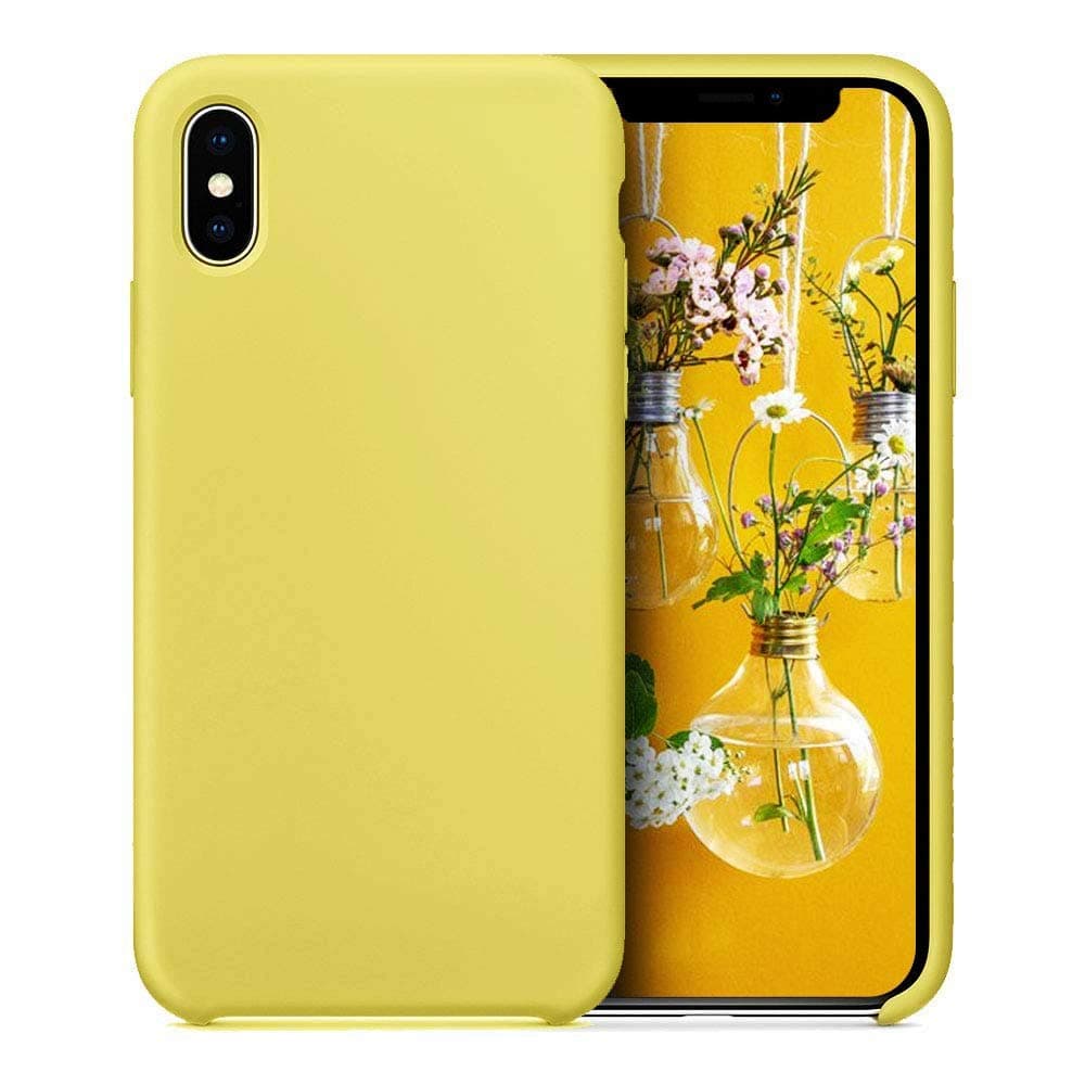 MOBiZAFS Silicone Rubber Case with Soft Microfiber Cloth Cushion for iPhone X, Xs (Yellow)