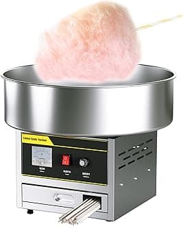 1200W Commercial Cotton Candy Machine, Professional Cotton Candy Maker, Electric Candy Floss Maker for Birthday Party, Silver