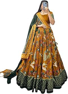 Womens' Wear Tussar Silk With Patola Printed Lehenga Choli Patola Print With Foil Work Chaniya Choli