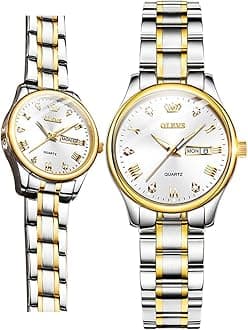 OLEVSWomens Dress Watch Silver and Gold Stainless Steel Watches for Women with Day and Date Waterproof Quartz Analog Luxury Classic Simple Ladies Wrist Watches for Small Wrists Watch,reloj de M