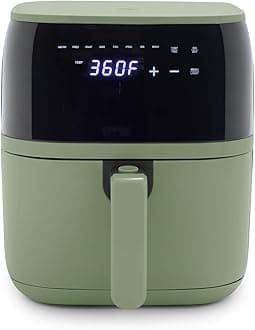 Compact Electric Air Fryer Oven, 5.3 QT, PFAS-Free Ceramic Nonstick Drawer, 8 One Touch Digital Display, Easy View Window, Auto Shut-Off Timer, Dishwasher Safe Parts, 1500 Watts, Sage