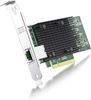 10Gb Network Card Intel X540-T1 Ethernet Card PCI-E NIC, Single RJ45 Copper Port, with Intel X540-BT1 Controller, 2.1 X8, 10G PCI Express LAN Adapter NIC, Support Windows Server, Linux, Vmware