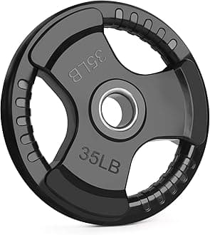 LIONSCOOL2-Inch Rubber Coated Olympic Grip Plate in Pairs or Single for Strength Training, Weightlifting and Bodybuilding, Solid Cast Iron Weight Plates for Barbell, 2.5-45LBS, One Year Warranty