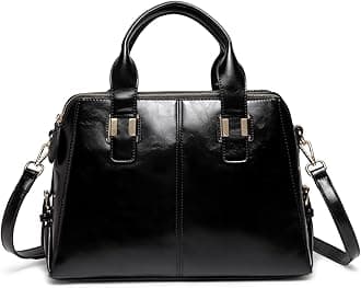 VASCHY Satchel Bag for Women, Faux Patent Leather Top Handle Handbag Work Tote Purse with Triple Compartments