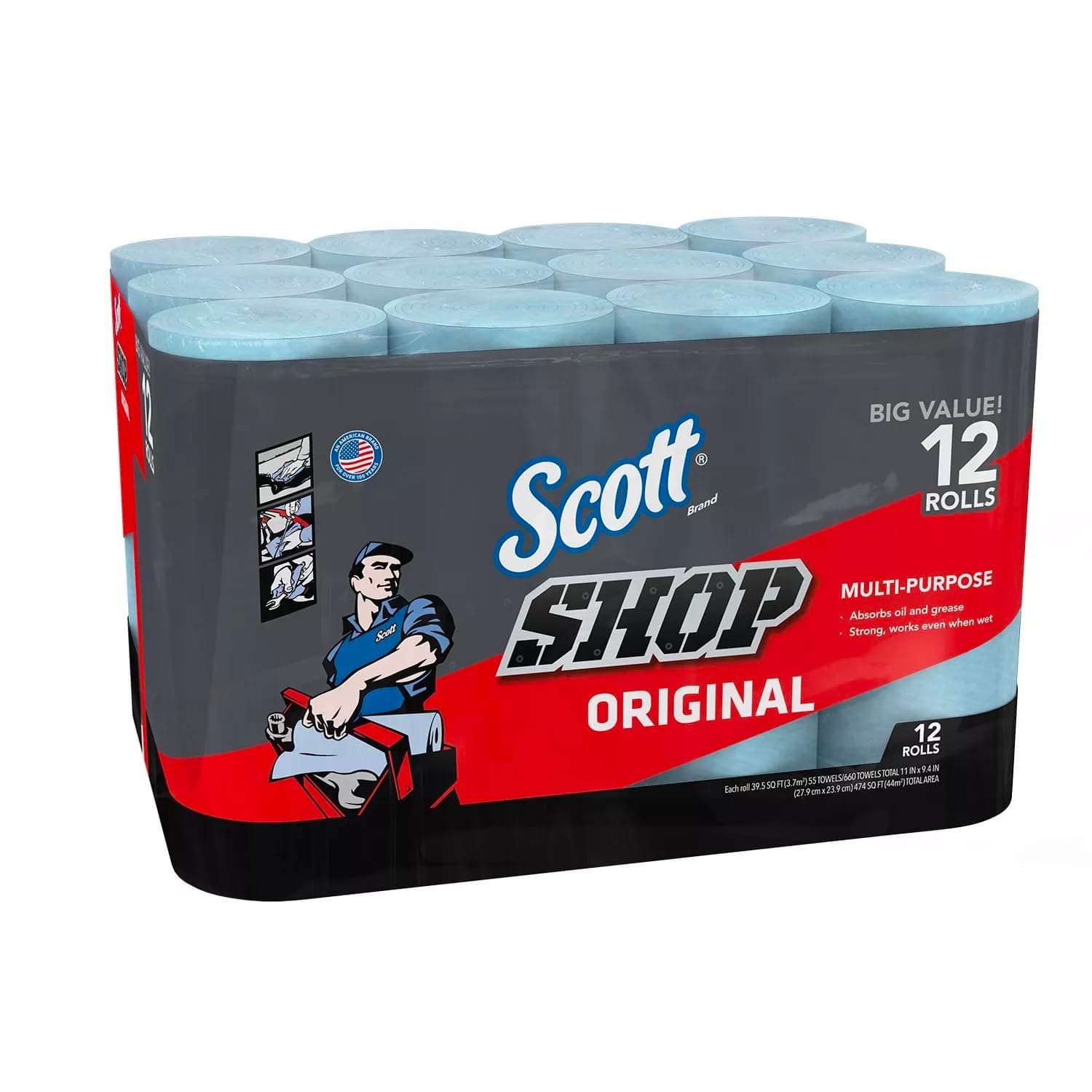 Scott Shop Towels (55 Sheets/Roll, 12 Rolls)