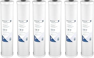 Pentek Pentair RFC-20BB Big Blue Carbon Water Filter, 20-Inch, Whole House Heavy Duty Radial Flow Carbon Replacement Cartridge with Granular Carbon (GAC) Filter, 20" x 4.5", 25 Micron, Pack of 6