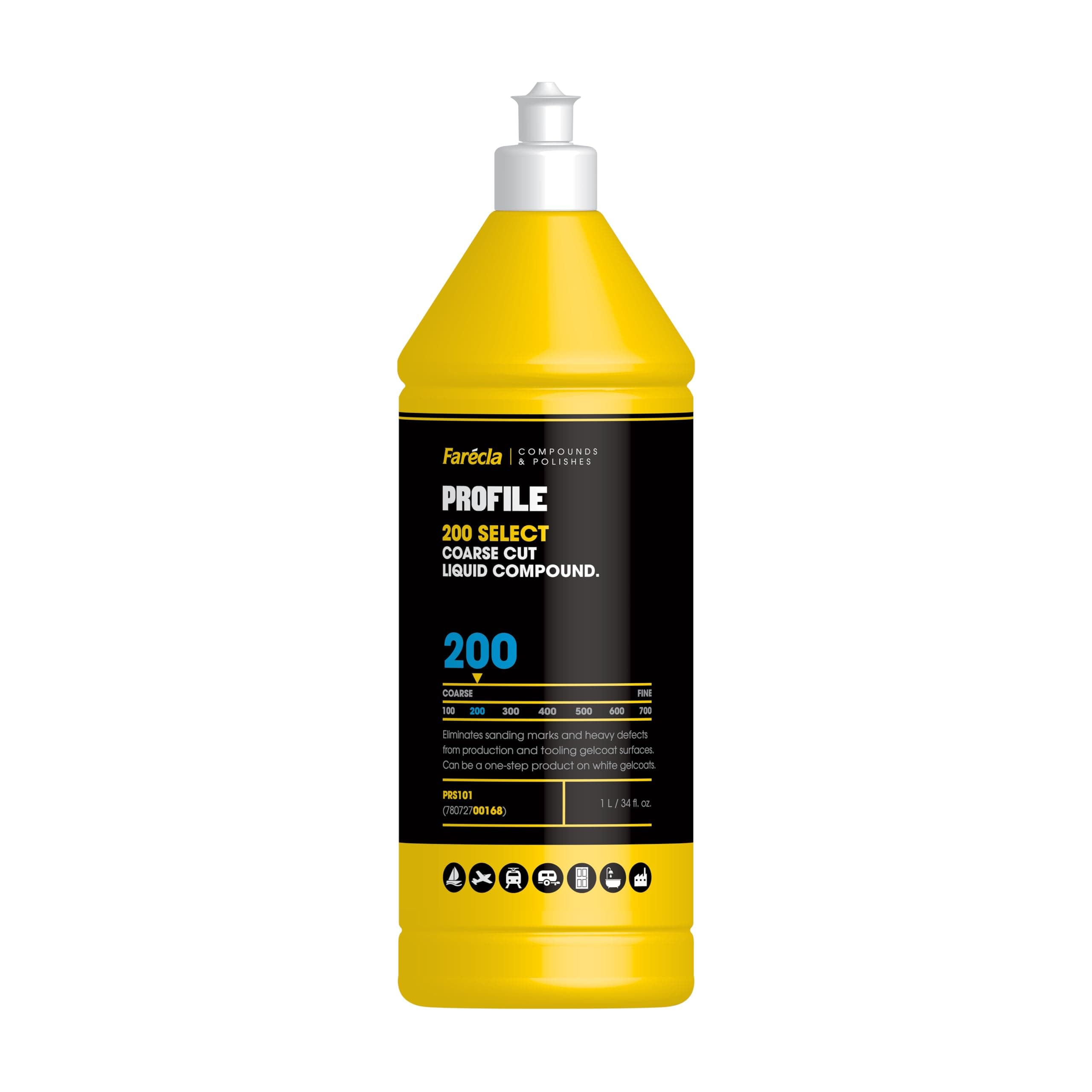 Profile 200 SELECT Liquid Compound 1L (PRS101) – Heavy Cut Compound for Gelcoat, Removes P800–P1000 Sanding Marks, Ideal for Production and Tooling, No Silicone