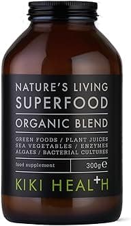 KIKI Health Organic Nature's Living Superfood Powder | Digestive Enzymes | Antioxidant Supplement for Smoothie Mix & Daily Drink | Boosts Energy, Alkalize & Pure Detox | 300g