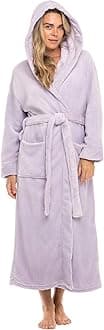 Alexander Del Rossa Plush Fleece Robe for Women, Long Hooded Bathrobe with Hood, Plus Size