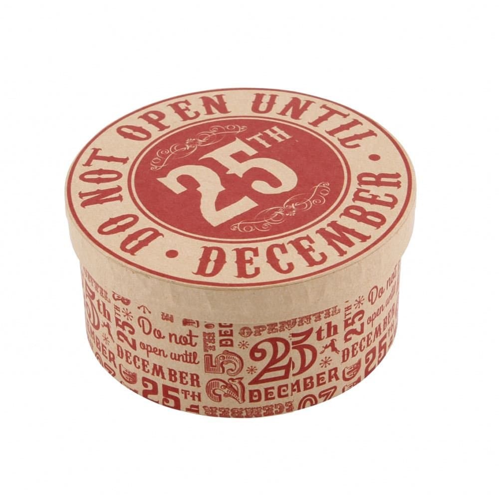 'Do Not Open Until 25th December' Round Craft Gift Box