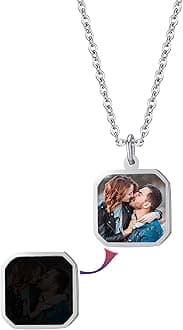IBLUCTRYPersonalized Custom Heat Activated Magic Necklace with Hidden Picture - Heat Color Changing Picture Necklace - Trendy Gift for Women, Men, Christmas, Birthday