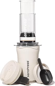 Go Plus, Small Portable Coffee Maker Kit, Travel, Camping & Office, All-in-One French Press, Pour-Over & Espresso Style Manual Brewer, 2 Min Brew for Less Bitterness, More Flavor, Cream