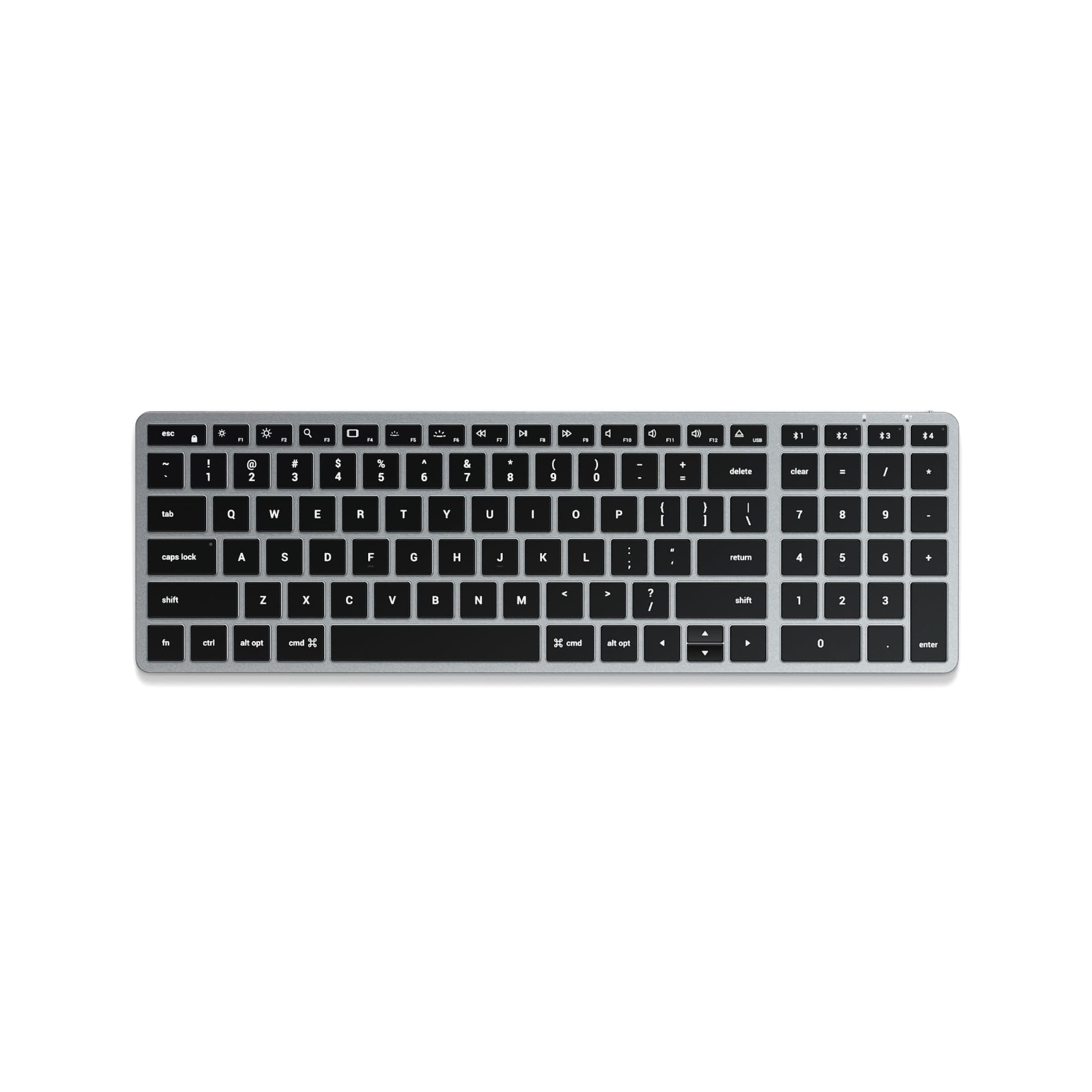 Slim X2 Bluetooth Backlit Keyboard for Mac, Illuminated Keys & Multi-Device Sync, for MacBook Air/Pro M5/M4, iPad Air/Pro M5/M4/M3, iPad mini, Mac mini, iMac - Space Gray