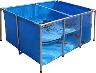 PVC KOI Aquarium Tank, Temporary Fish Tank with Clear Viewing Panel, KOI/Goldfish Pond with 304SS Frame & Drain Valve(59.0" L*31.5" W*27.6" H, About 200Gal Water Capacity)