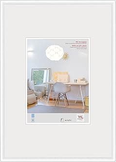 walther Design Picture Frame White 50 x 70 cm with Art Glass, New Lifestyle Plastic Frame KVX070W