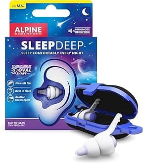 SleepDeep Ear Plugs for Sleeping - New Oval Shape - Built-in Noise Cancelling Gel - Comfort and Max Attenuation with Soft Filters (Size M/L)