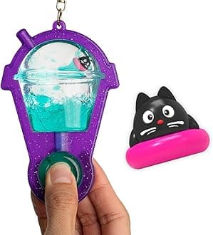 Goonameez Hand-Held Sensory Toy With Floating Characters - Mesmerizing Water Mix Fidget - Collect All 6 Unique Shapes for Squishy Fun, Perfect Travel! (Sticki Kitty)