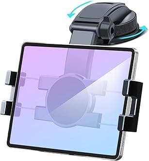 Porfortop Car Dashboard Tablet Holder, 360° Rotating Suction Cup for iPad Pro 12.9/9.7/11/10.5/Air/Mini 6 5 4 3, Samsung Galaxy Tab, iPhone 14/13, 4.7"-12.9" Tab and Phone