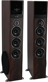 Rockville TM150D Powered Home Theater Tower Speaker System, Dark Wood, 1000W, 10" Subwoofers, Bluetooth, USB/SD Playback, FM Radio, Remote Control, Karaoke Ready, Perfect for Home Entertainment