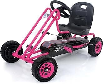 hauck Kids Pedal Go Kart, 4 Wheel Bike Cart, Ages 4-8, Lightning Ride, Pink