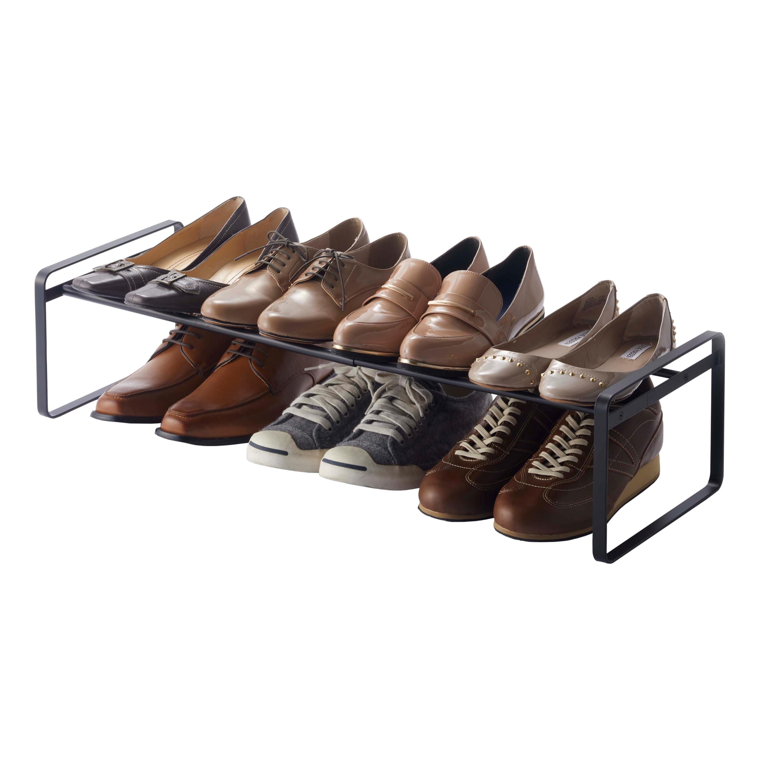 YAMAZAKI Home Frame Adjustable Shoe Rack - Spacesaving Storage Solution, 7" - Steel - Holds Up to 4 Pairs of Shoes Per Shelf