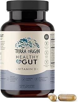 TERRA ORIGIN Healthy Gut Capsules with Vitamin D | 60 Capsules | Digestive Support, intestinal Permeability, IBS, Bloating, Gas and Constipation* 30 Servings/60 Capsules
