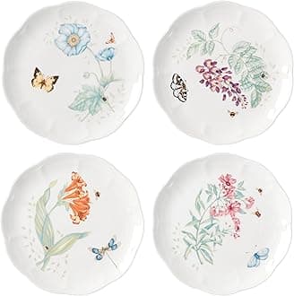 Butterfly Meadow 4-Piece Accent Plate Set, 3.79, Multi,White