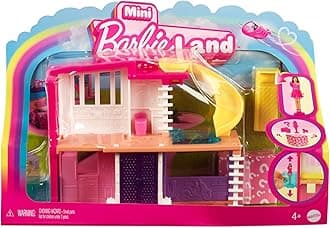 Barbie Mini BarbieLand Doll House Sets, Mini Dreamhouse with Surprise 1.5-inch Barbie Doll, Furniture & Accessories, Plus Elevator & Pool, 4Y+, HYF47