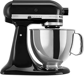 KitchenAid KSM150PSOB Series Artisan 5 Quart Stand Mixer, Stainless Steel, Onyx Black