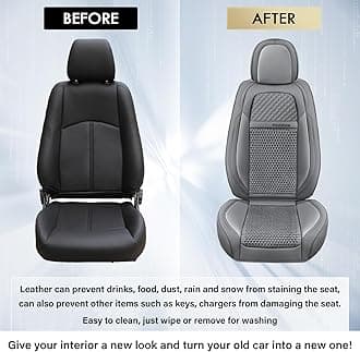 Coverado Car Seat Covers Full Set, Nappa Leather Seat Covers for Cars, Waterproof Car Seat Protector, Front and Back Seats Universal Fit for Most Vehicles, Gray