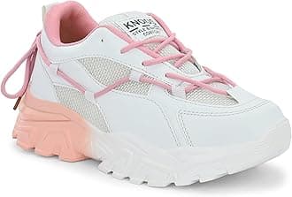 KNOOS Synthetic Leather Lace Up Casual Sneaker Shoes for Women and Girls