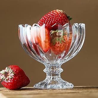 MARTVIA 300ML Ice Cream Glasses Cups Dishes for Desserts, Milkshake,Fruit and Pudding Glass Serving Bowls, Perfect for Home, Restaurants and Parties Dishwasher Safe (American Cups, Set of 6)