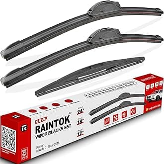 Windshield Wiper Blades Replacement for 2014 2015 2016 2017 2018 Mazda 3 Original Factory Quality Front Rear Wipers Blade Set for Car - 24" 18" 12" (Piece of 3)