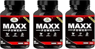 Maxx Power for Men For Stamina, Muscle Growth, Immunity & Overall Wellbeing | Men Ayurveda 180 Capsule For 3 Bottle