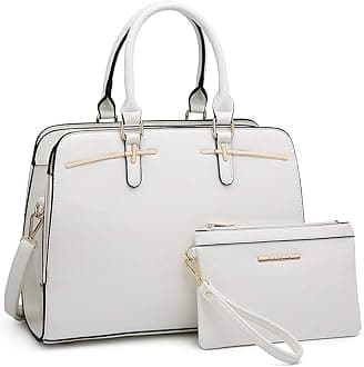 Women Handbag Wallet Tote Shoulder Hobo Bag Top Handle Satchel Purse Set 2pcs with 3 Compartments, 2-white, Medium