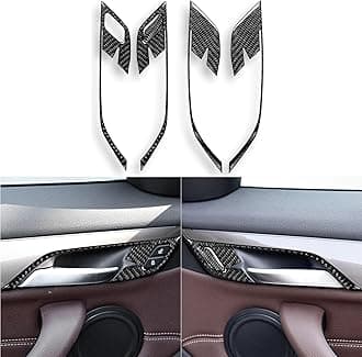 Real 3K Black Carbon Fiber Car Inner Door Handle Switch Panel Door Lock Control Frame Decoration Sticker Auto Interior Accessories Compatible with BMW X1 F48 F49 2016-2022/X2 F39 2018-2022