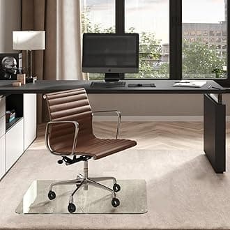 Vitrazza Glass Chair Mat 36” x 42” Superior ¼ Thick, Chiaro Standard Clear, Certified Tempered Safety Glass, Delivers a Smooth Glide, Protects Carpet or Wood, Beautiful in Home or Office