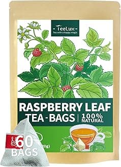 TeeLux Raspberry Leaf Tea Bags, 2g/bag, Natural Red Raspberry Leaf Herbal Tea, Mild & Smooth Taste, Caffeine Free, 60 Count