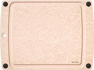 Epicurean All-In-One Cutting Board with Non-Slip Feet and Juice Groove, 17.5" × 13", Natural/Black