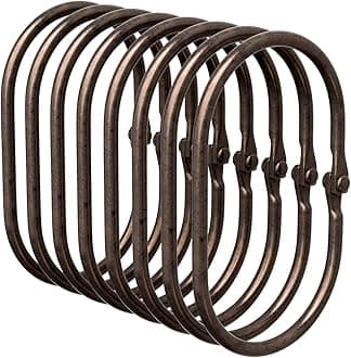 Bathway Shower Curtain Rings, Shower Curtain Hooks Bronze Curtain Rings 12 Pcs Anti-Drop Shower Rings for Curtain, Metal Shower Curtain Rings Rust Proof, Shower Hooks for Shower Curtain Rod