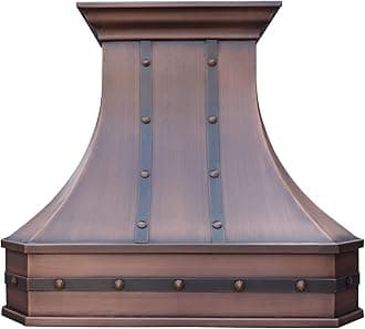 SINDA Island Mount Copper Range Hood Light Hammered-Natural Copper 42"W x 30"H, Copper Range Hood with Profession Stainless Steel Vent with Liner & Internal Motor, H3STRLNI4230