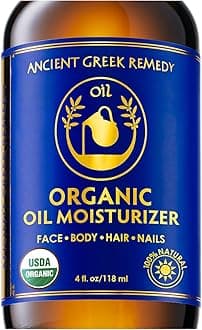 Ancient Greek Remedy Body Oil - Organic After Shower Face Oil & Body Moisturizer for Dry Skin - Almond, Jojoba, Olive, Lavender, Vitamin E Oils - Natural Clean Facial Skincare for Women & Men 4 oz