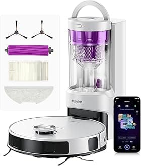 E20 Plus Robot Vacuum with Bagless Self Emptying Station, Robotic Vacuum and Mop Combo, 45-Day Capacity, Upgraded 8000Pa Suction and Anti Hair-Tangling Brush, LiDAR Navigation, App Control