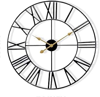 Sorbus Large Wall Clock for Living Room Decor - 24 inch Big Wall Clock Decorative - Battery Operated - Roman Numeral Analog Large Clock for Bedroom, Room, Home, Kitchen, Office, Wall Decor (Black)