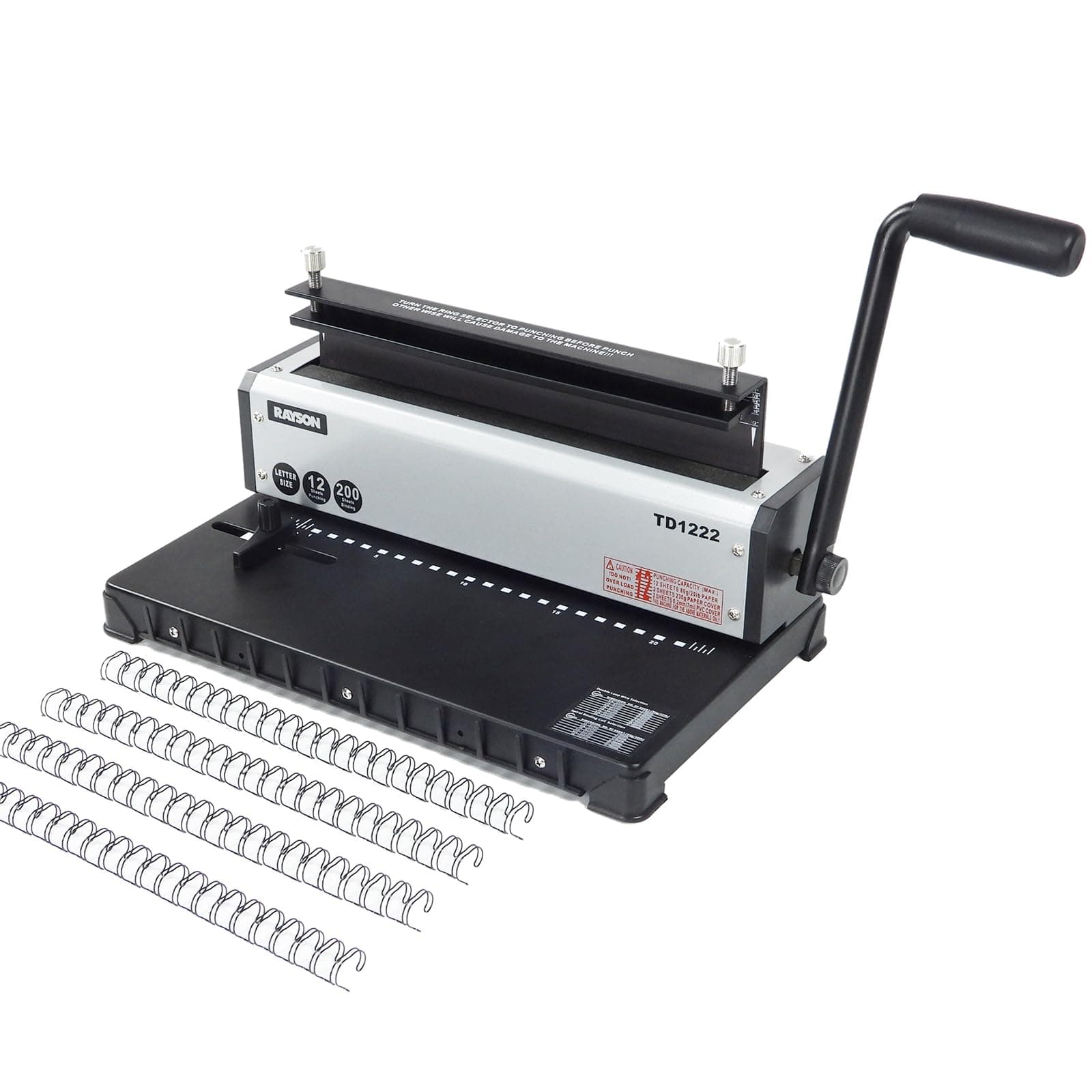 TD1222 Wire Binding Machine - 2:1 Pitch, Rectangular Holes, 220 Sheet Binding / 12 Sheet Punching Capacity