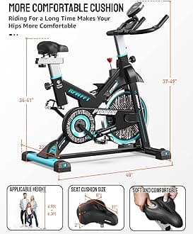 pooboo Indoor Magnetic Resistance Cycling Bike with Belt Drive, Stationary LCD Monitor with iPad Mount and Comfortable Seat Cushion for Home, Workout