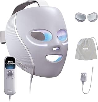Shark CryoGlow LED Face Mask with Under-Eye Cooling, Anti-Ageing & Blemish Repair, Red & Blue LED, Infrared Light Therapy, USB-C, Remote Control, Storage Bag, Lilac Chill, FW312PL